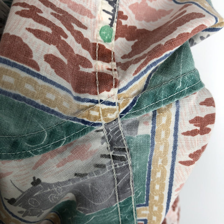 Reyn Spooner DIETRICH VAREZ COLLECTION All-over print half-button button-down Aloha shirt, boxy style, men's size L (approx.) unclear green type Vintage Second Hand