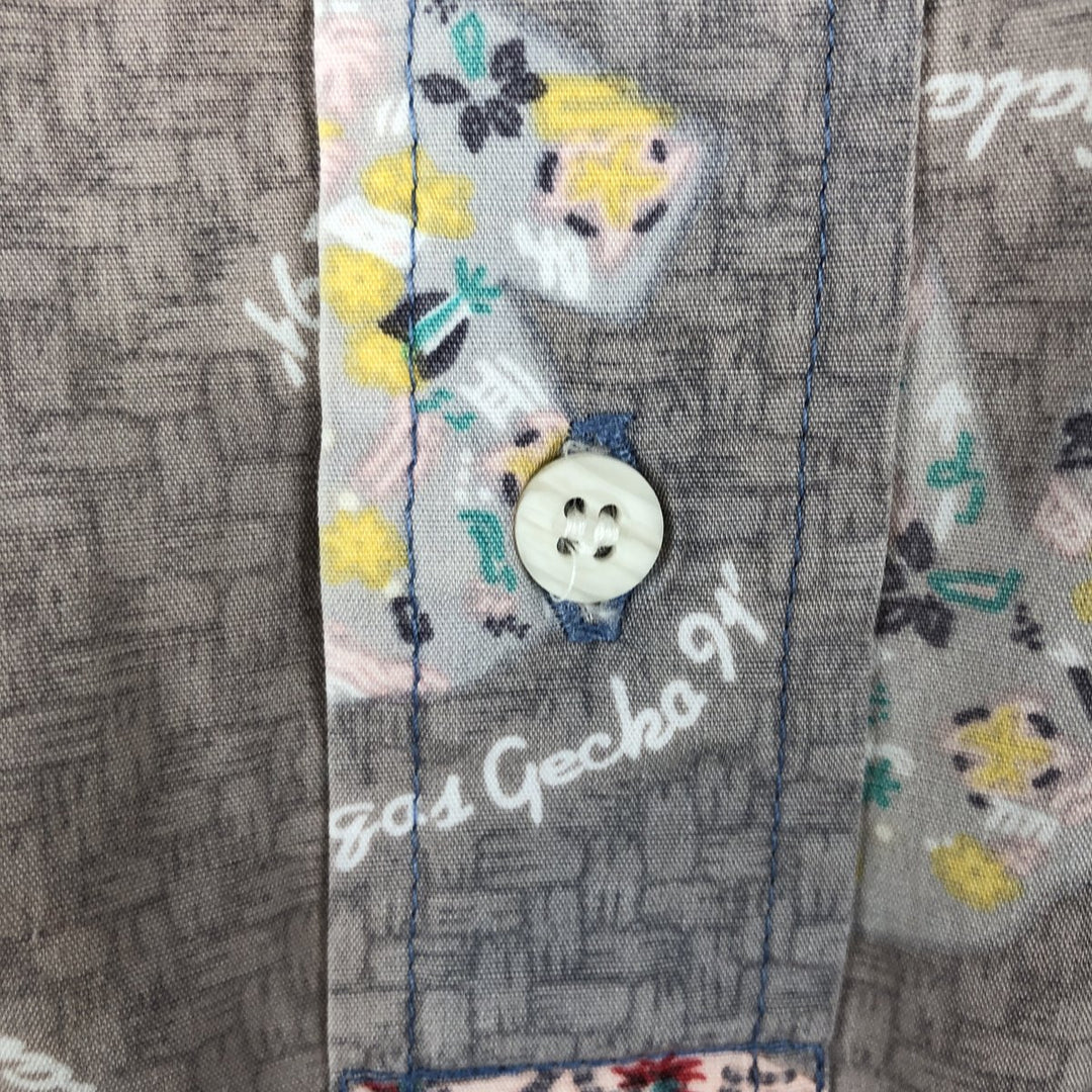 Reyn Spooner Commemorative Classics All-Over Print Half-Button Button-Down Aloha Shirt, Boxy Shirt, Men's Size L (approx.) cotton purple type Vintage Second Hand