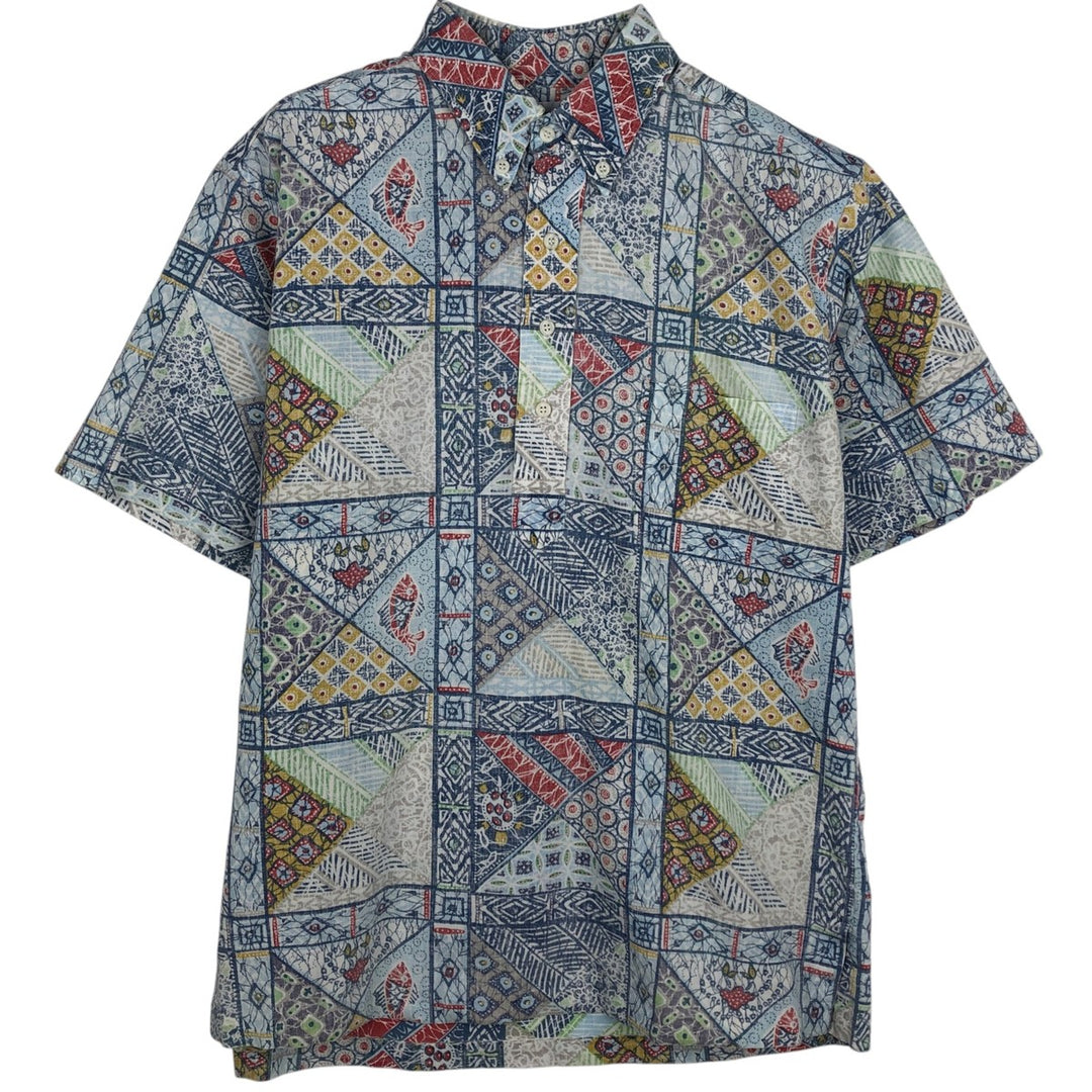 90'S Reyn Spooner Swimwear Tag Bikini Tag All-over Print Button-down Hawaiian Aloha Shirt Men's Size L (Equivalent) Vintage unclear blue type Vintage Second Hand