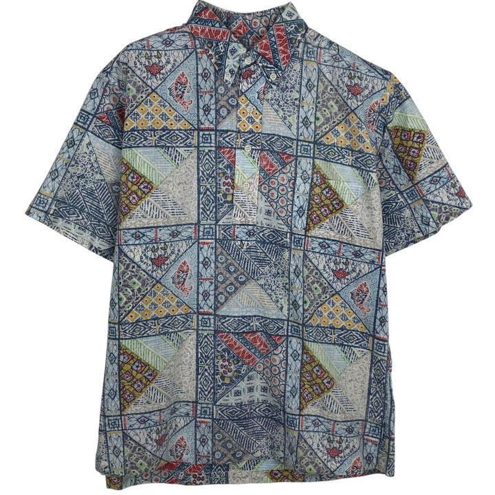 90'S Reyn Spooner Swimwear Tag Bikini Tag All-over Print Button-down Hawaiian Aloha Shirt Men's Size L (Equivalent) Vintage unclear blue type Vintage Second Hand