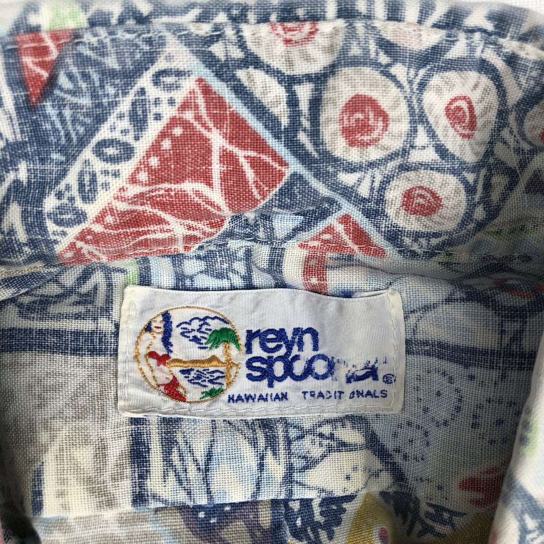 90'S Reyn Spooner Swimwear Tag Bikini Tag All-over Print Button-down Hawaiian Aloha Shirt Men's Size L (Equivalent) Vintage unclear blue type Vintage Second Hand