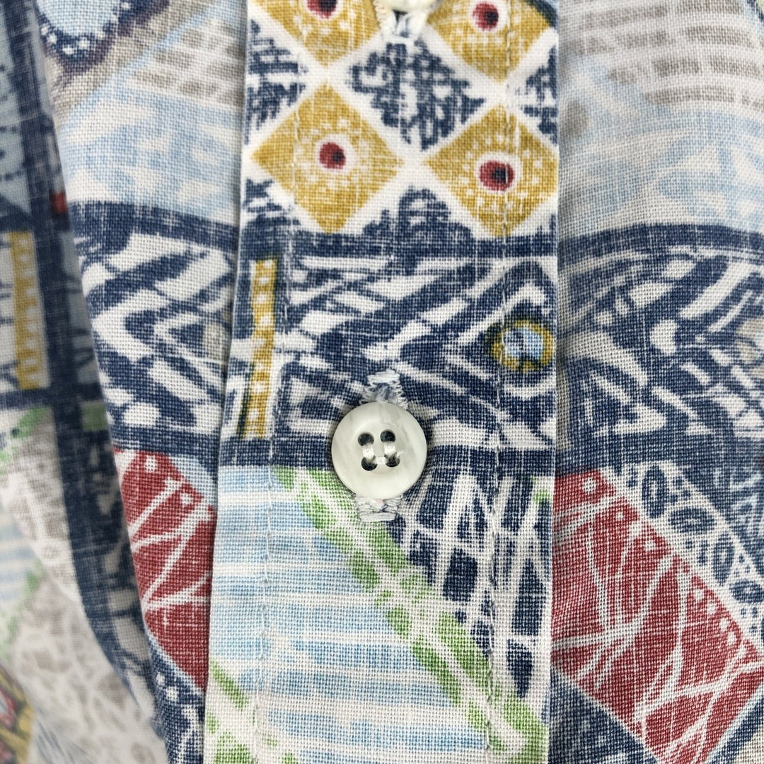 90'S Reyn Spooner Swimwear Tag Bikini Tag All-over Print Button-down Hawaiian Aloha Shirt Men's Size L (Equivalent) Vintage unclear blue type Vintage Second Hand