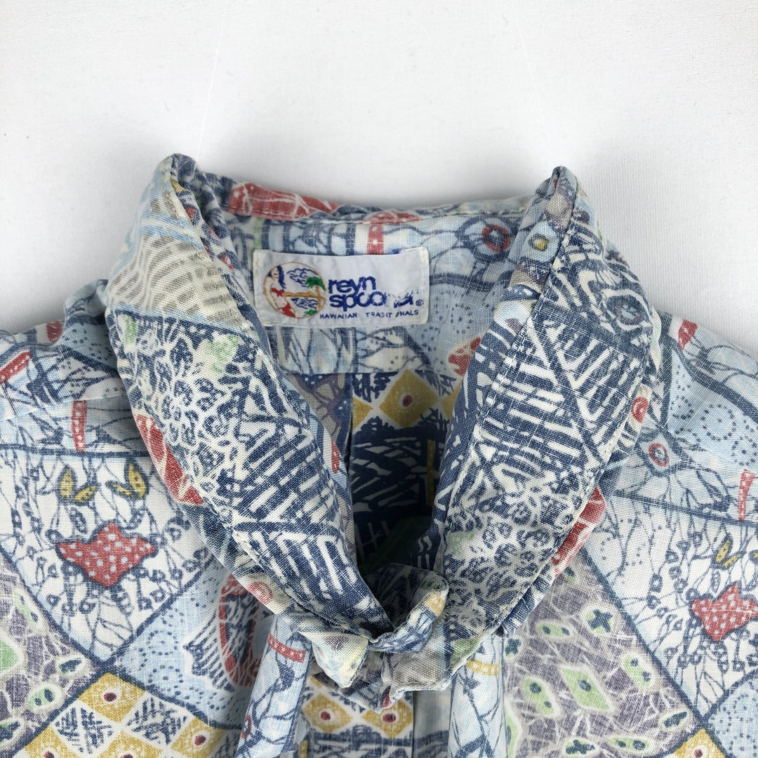 90'S Reyn Spooner Swimwear Tag Bikini Tag All-over Print Button-down Hawaiian Aloha Shirt Men's Size L (Equivalent) Vintage unclear blue type Vintage Second Hand