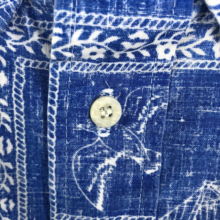 90'S Reyn Spooner swimwear tag Lahaina Sailor half-button button-down Aloha shirt, men's size XL. unclear blue type Vintage Second Hand