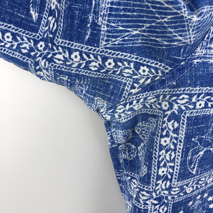 90'S Reyn Spooner swimwear tag Lahaina Sailor half-button button-down Aloha shirt, men's size XL. unclear blue type Vintage Second Hand