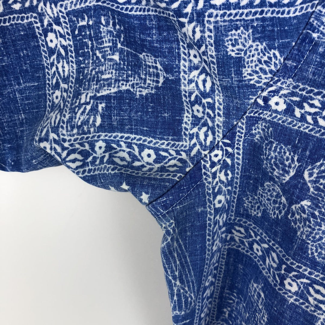 90'S Reyn Spooner swimwear tag Lahaina Sailor half-button button-down Aloha shirt, men's size XL. unclear blue type Vintage Second Hand