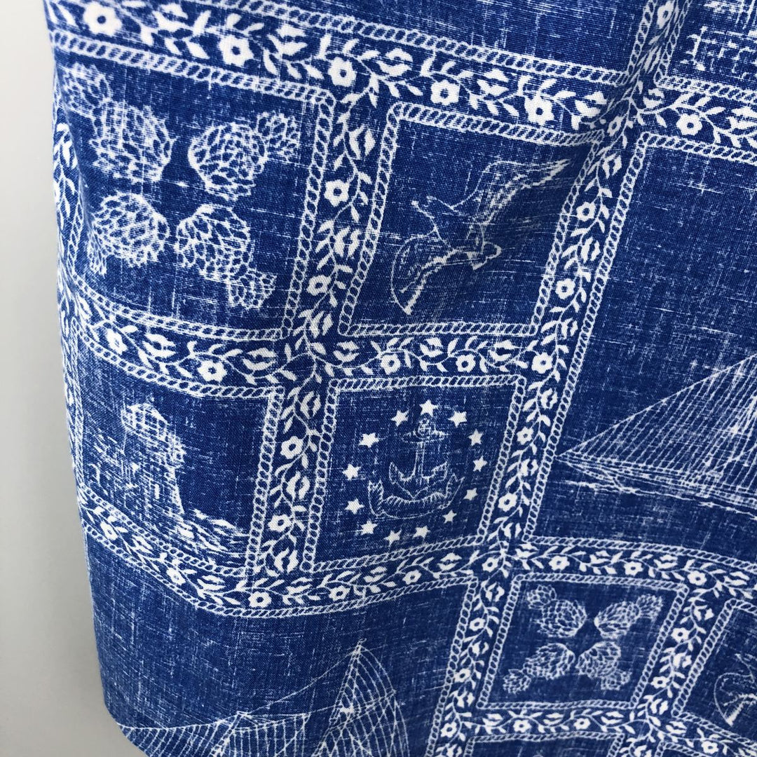 90'S Reyn Spooner swimwear tag Lahaina Sailor half-button button-down Aloha shirt, men's size XL. unclear blue type Vintage Second Hand