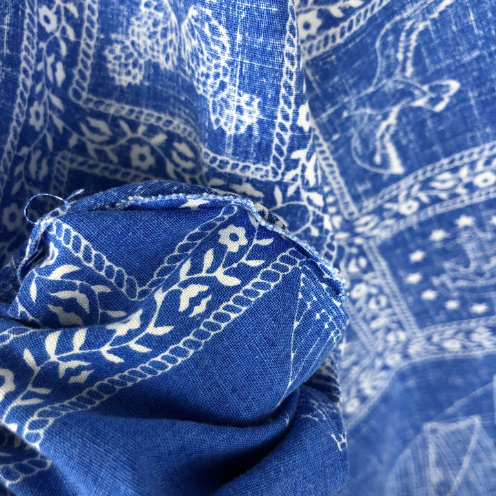 90'S Reyn Spooner swimwear tag Lahaina Sailor half-button button-down Aloha shirt, men's size XL. unclear blue type Vintage Second Hand