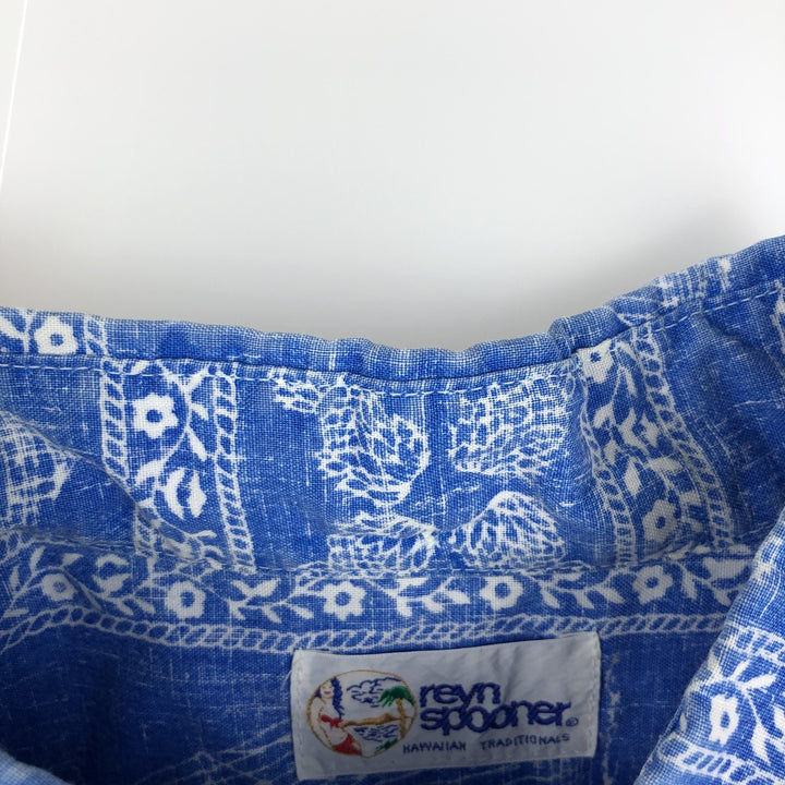 90'S Reyn Spooner swimwear tag Lahaina Sailor half-button button-down Aloha shirt, men's size XL. unclear blue type Vintage Second Hand