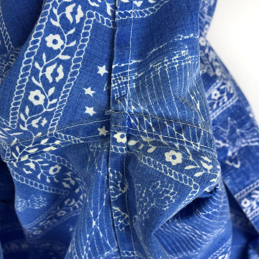 90'S Reyn Spooner swimwear tag Lahaina Sailor half-button button-down Aloha shirt, men's size XL. unclear blue type Vintage Second Hand