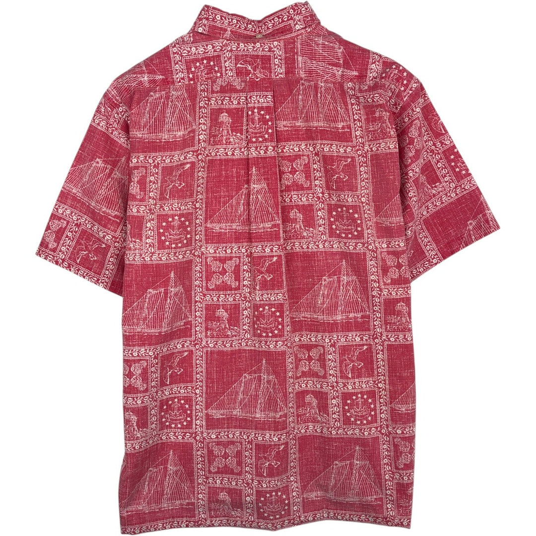 90'S Reyn Spooner Swimsuit Bikini Tag All-over Print Lahaina Sailor Pullover Button-down Aloha Shirt Men's Size L (approx.) cotton red type Vintage Second Hand