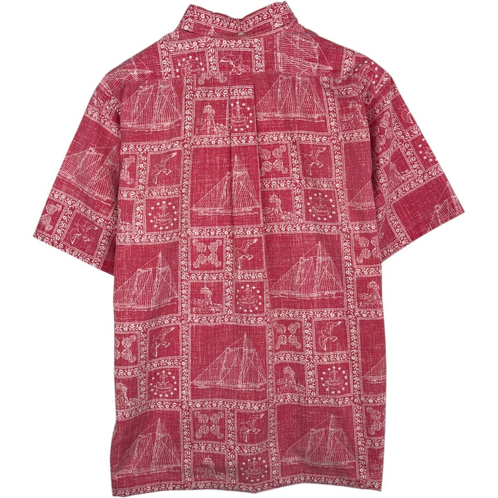 90'S Reyn Spooner Swimsuit Bikini Tag All-over Print Lahaina Sailor Pullover Button-down Aloha Shirt Men's Size L (approx.) cotton red type Vintage Second Hand