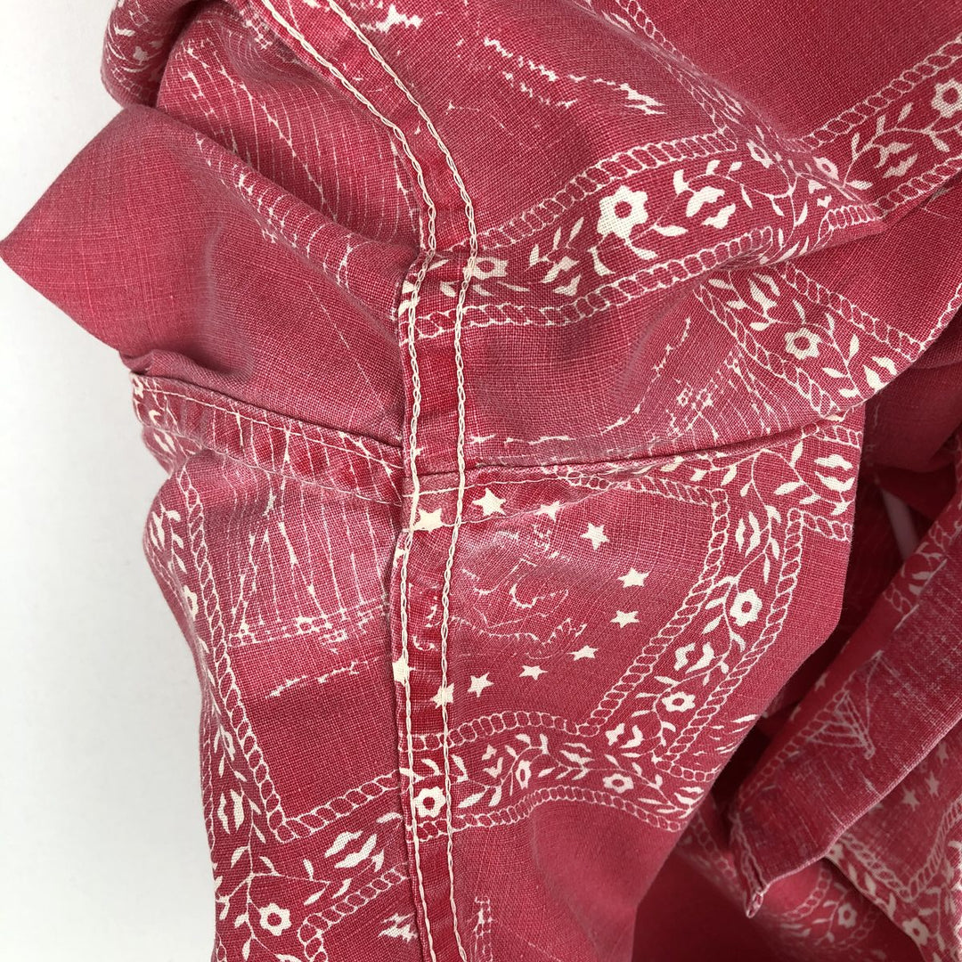 90'S Reyn Spooner Swimsuit Bikini Tag All-over Print Lahaina Sailor Pullover Button-down Aloha Shirt Men's Size L (approx.) cotton red type Vintage Second Hand