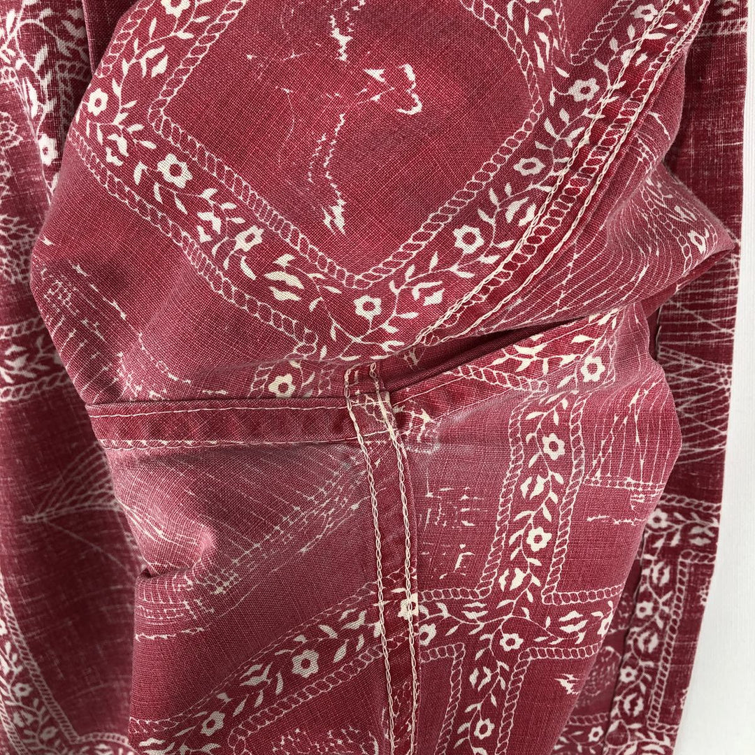 90'S Reyn Spooner Swimsuit Bikini Tag All-over Print Lahaina Sailor Pullover Button-down Aloha Shirt Men's Size L (approx.) cotton red type Vintage Second Hand