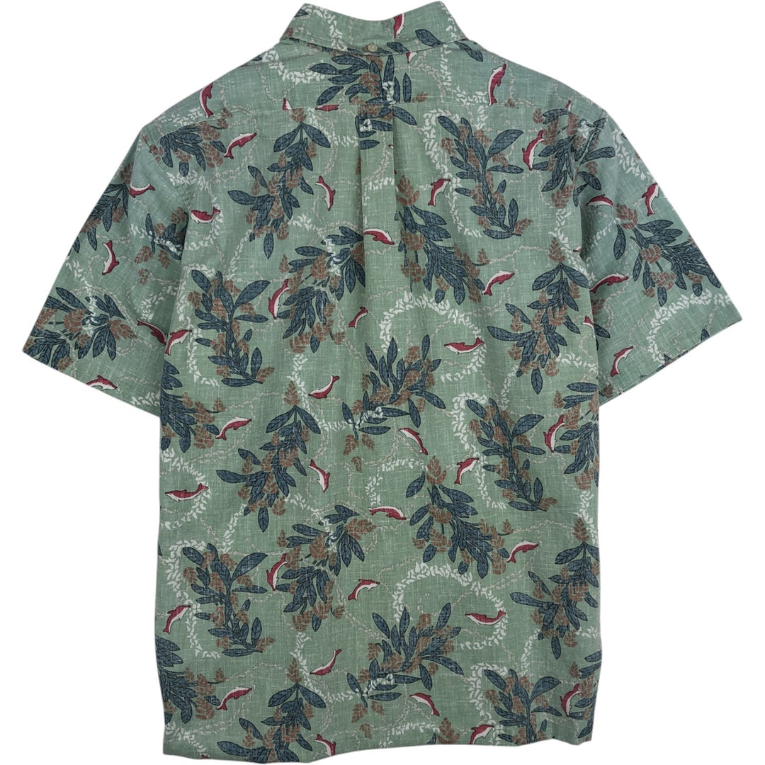 Reyn Spooner Commemorative Classics all-over print pullover button-down Hawaiian Aloha shirt, made in Hawaii, men's size L. cotton green type Vintage Second Hand