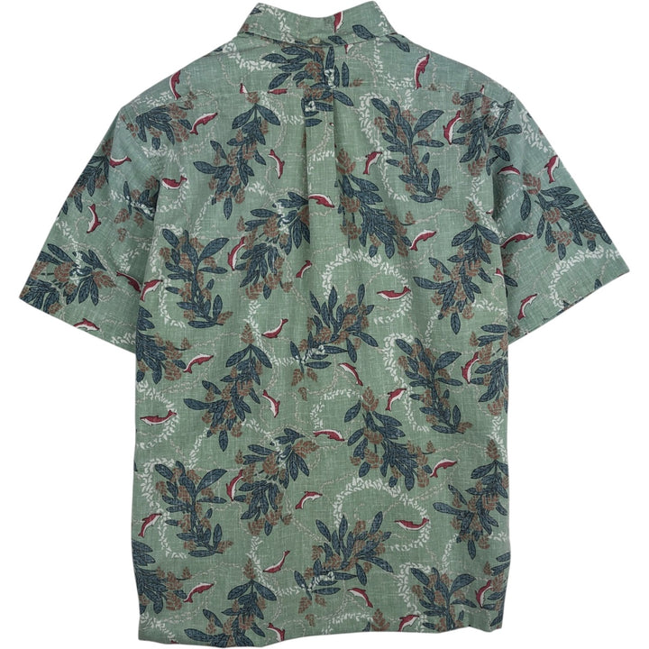 Reyn Spooner Commemorative Classics all-over print pullover button-down Hawaiian Aloha shirt, made in Hawaii, men's size L. cotton green type Vintage Second Hand