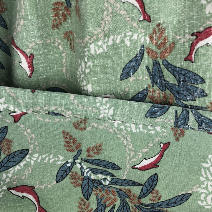Reyn Spooner Commemorative Classics all-over print pullover button-down Hawaiian Aloha shirt, made in Hawaii, men's size L. cotton green type Vintage Second Hand