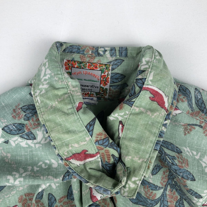 Reyn Spooner Commemorative Classics all-over print pullover button-down Hawaiian Aloha shirt, made in Hawaii, men's size L. cotton green type Vintage Second Hand
