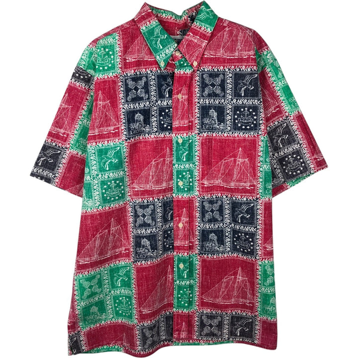 90'S Reyn Spooner Swimsuit Bikini Tag All-over Print Button-down Hawaiian Aloha Shirt Box Shirt Men's XL equivalent cotton red type Vintage Second Hand