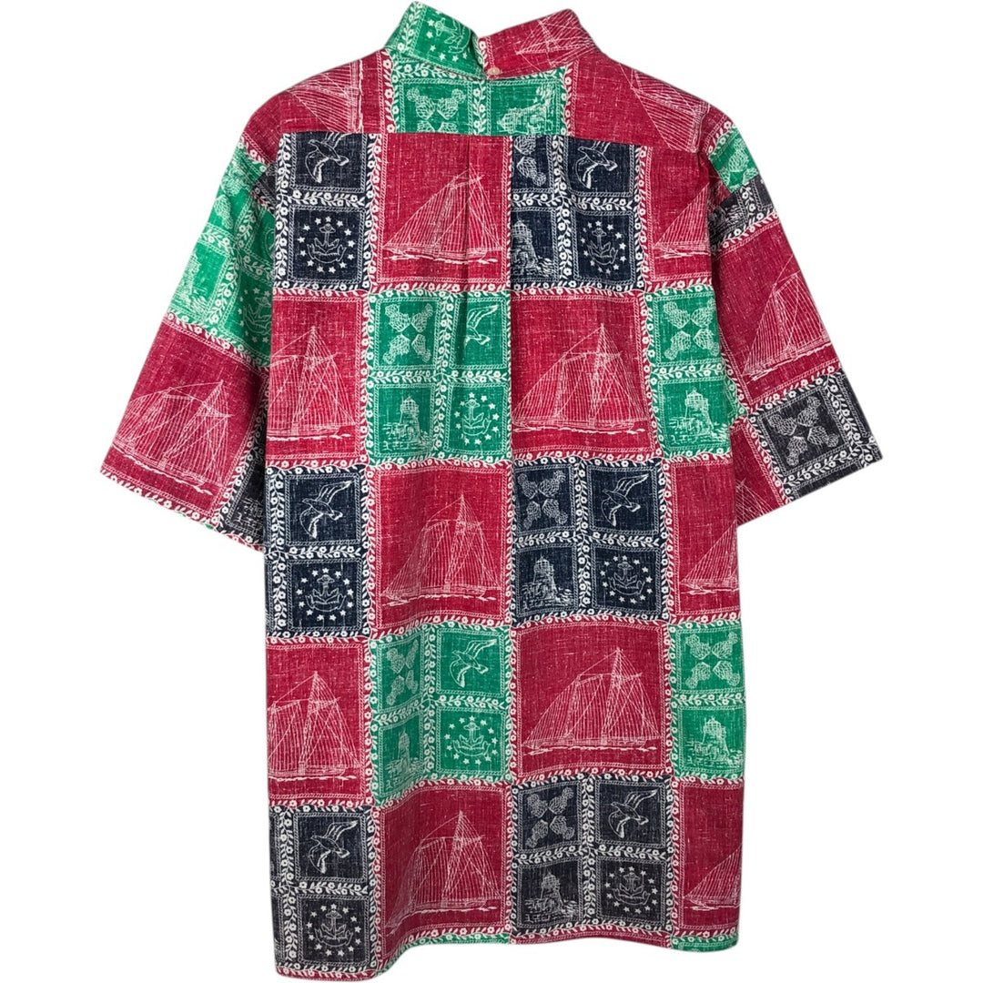 90'S Reyn Spooner Swimsuit Bikini Tag All-over Print Button-down Hawaiian Aloha Shirt Box Shirt Men's XL equivalent cotton red type Vintage Second Hand