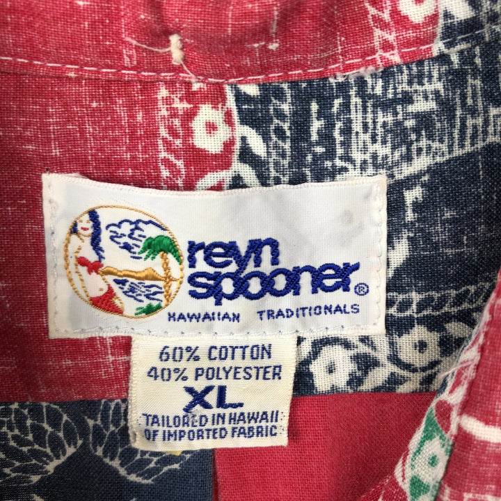 90'S Reyn Spooner Swimsuit Bikini Tag All-over Print Button-down Hawaiian Aloha Shirt Box Shirt Men's XL equivalent cotton red type Vintage Second Hand
