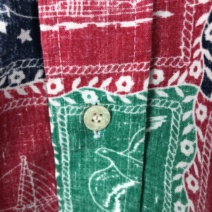 90'S Reyn Spooner Swimsuit Bikini Tag All-over Print Button-down Hawaiian Aloha Shirt Box Shirt Men's XL equivalent cotton red type Vintage Second Hand