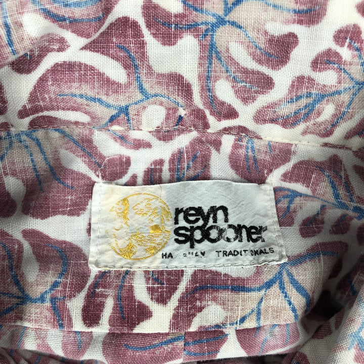 80'S Reyn Spooner Gold Tag Nude Tag All-over Leaf Pattern Pullover Button-Down Aloha Shirt Men's XL (approx.) unclear red type Vintage Second Hand