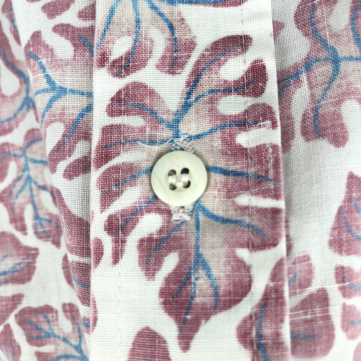 80'S Reyn Spooner Gold Tag Nude Tag All-over Leaf Pattern Pullover Button-Down Aloha Shirt Men's XL (approx.) unclear red type Vintage Second Hand