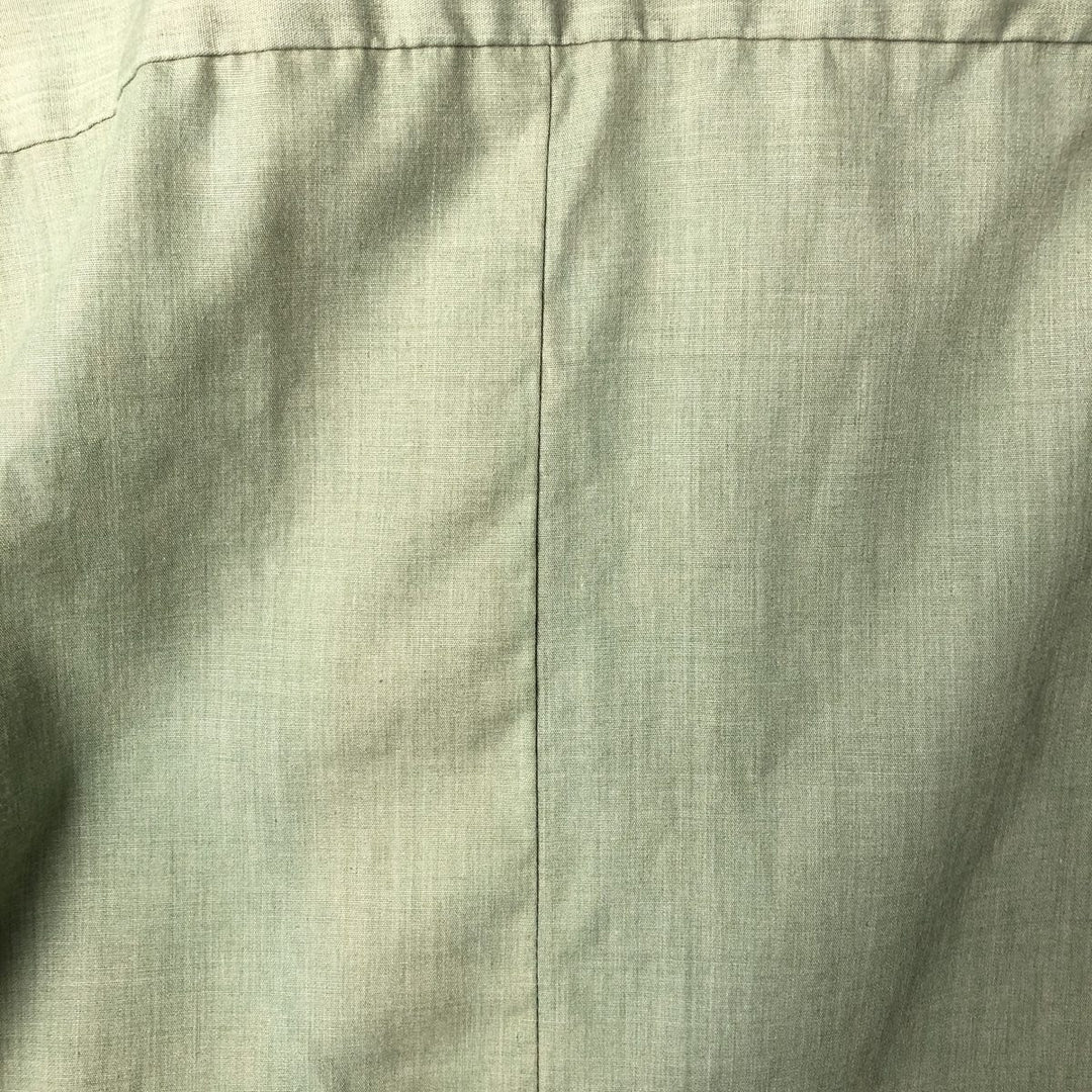1970'S Van Heusen Short-Sleeve Open-Collar Mexican Shirt / Cuban Shirt / Boxy Shirt / Men's Size M (approx.) unclear Khaki type sage green Vintage Second Hand