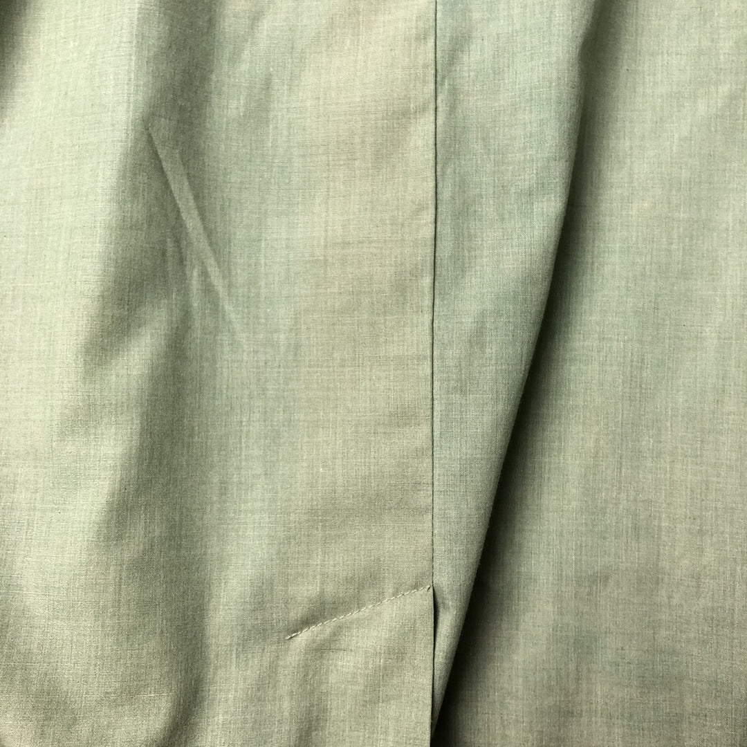 1970'S Van Heusen Short-Sleeve Open-Collar Mexican Shirt / Cuban Shirt / Boxy Shirt / Men's Size M (approx.) unclear Khaki type sage green Vintage Second Hand