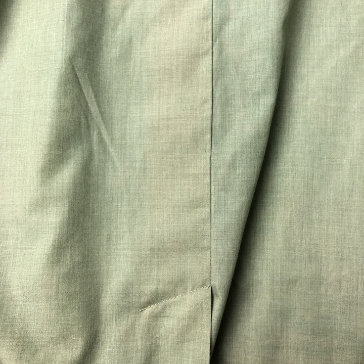 1970'S Van Heusen Short-Sleeve Open-Collar Mexican Shirt / Cuban Shirt / Boxy Shirt / Men's Size M (approx.) unclear Khaki type sage green Vintage Second Hand