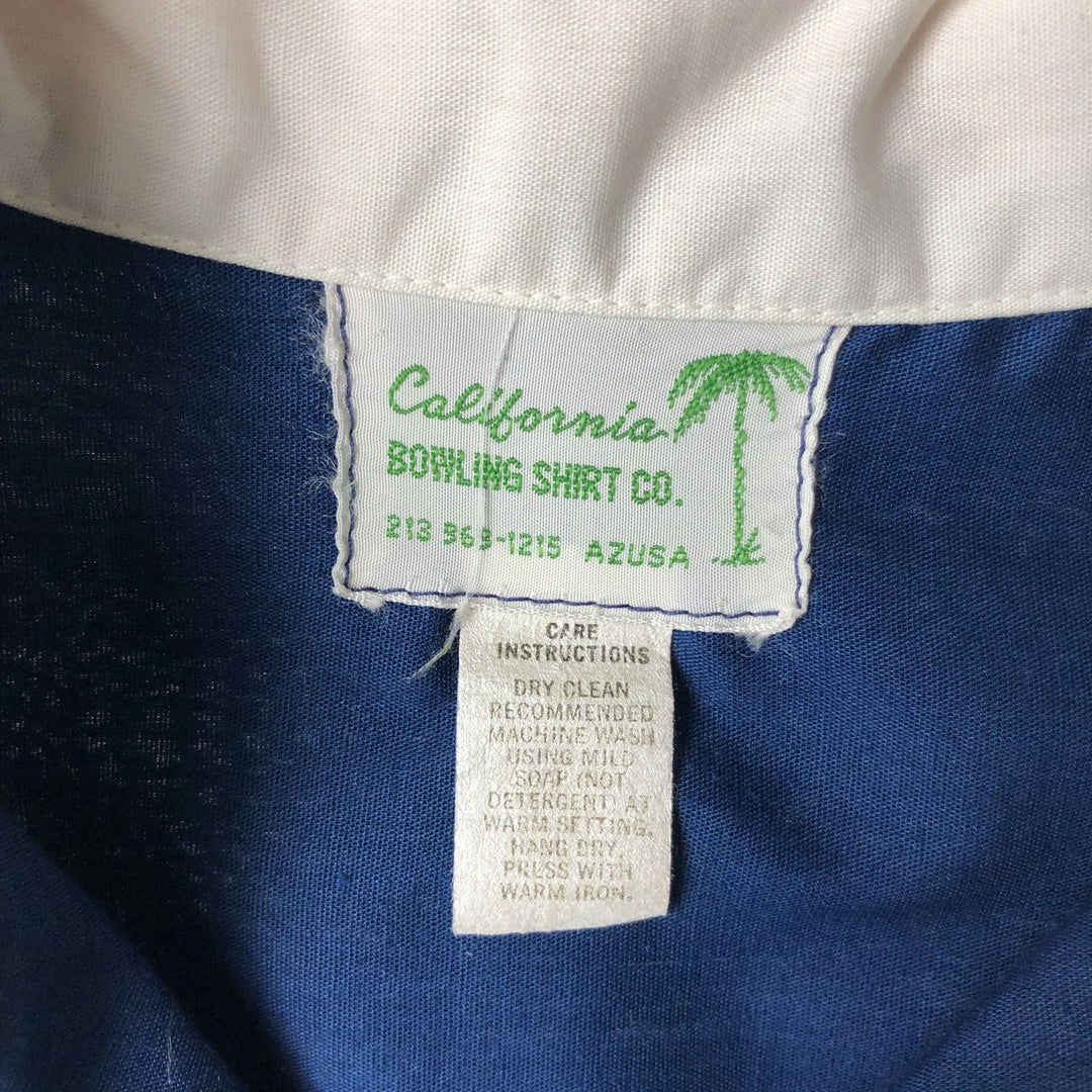 California BOWLING SHIRT CO. Open Collar Short Sleeve Bowling Shirt, Boxy Shirt, Men's Size M (Equivalent), Vintage unclear navy blue type Vintage Second Hand
