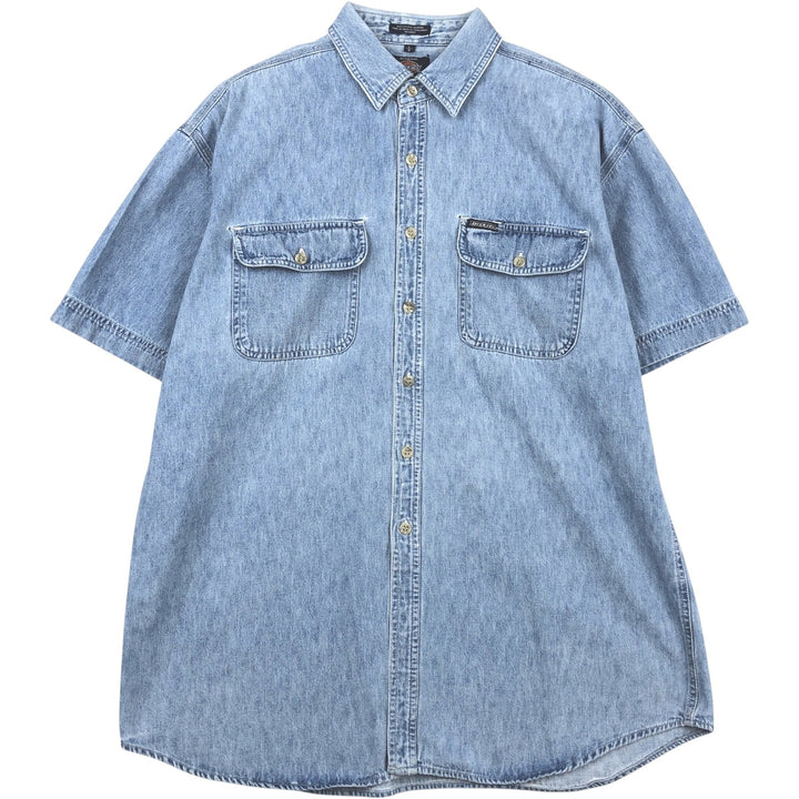 Dickies short-sleeved denim shirt, men's size L (approx.) cotton blue type Vintage Second Hand