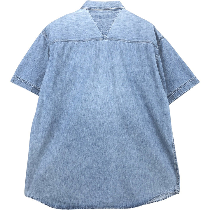 Dickies short-sleeved denim shirt, men's size L (approx.) cotton blue type Vintage Second Hand