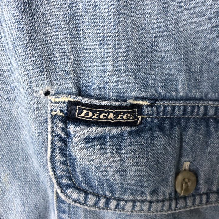 Dickies short-sleeved denim shirt, men's size L (approx.) cotton blue type Vintage Second Hand