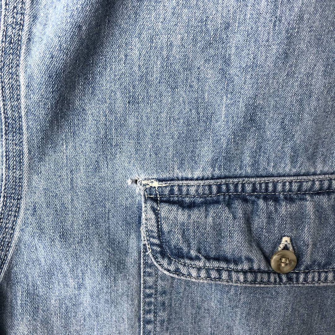 Dickies short-sleeved denim shirt, men's size L (approx.) cotton blue type Vintage Second Hand