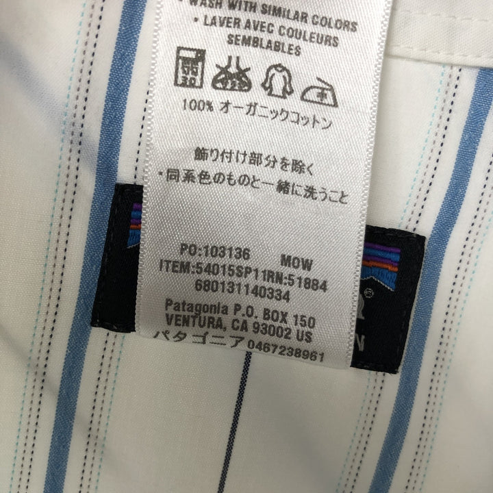 Patagonia ORGANIC COTTON 54015SP11 Stripe Pattern Short-Sleeve Western Shirt (Men's Size L) Organic cotton white type Vintage Second Hand