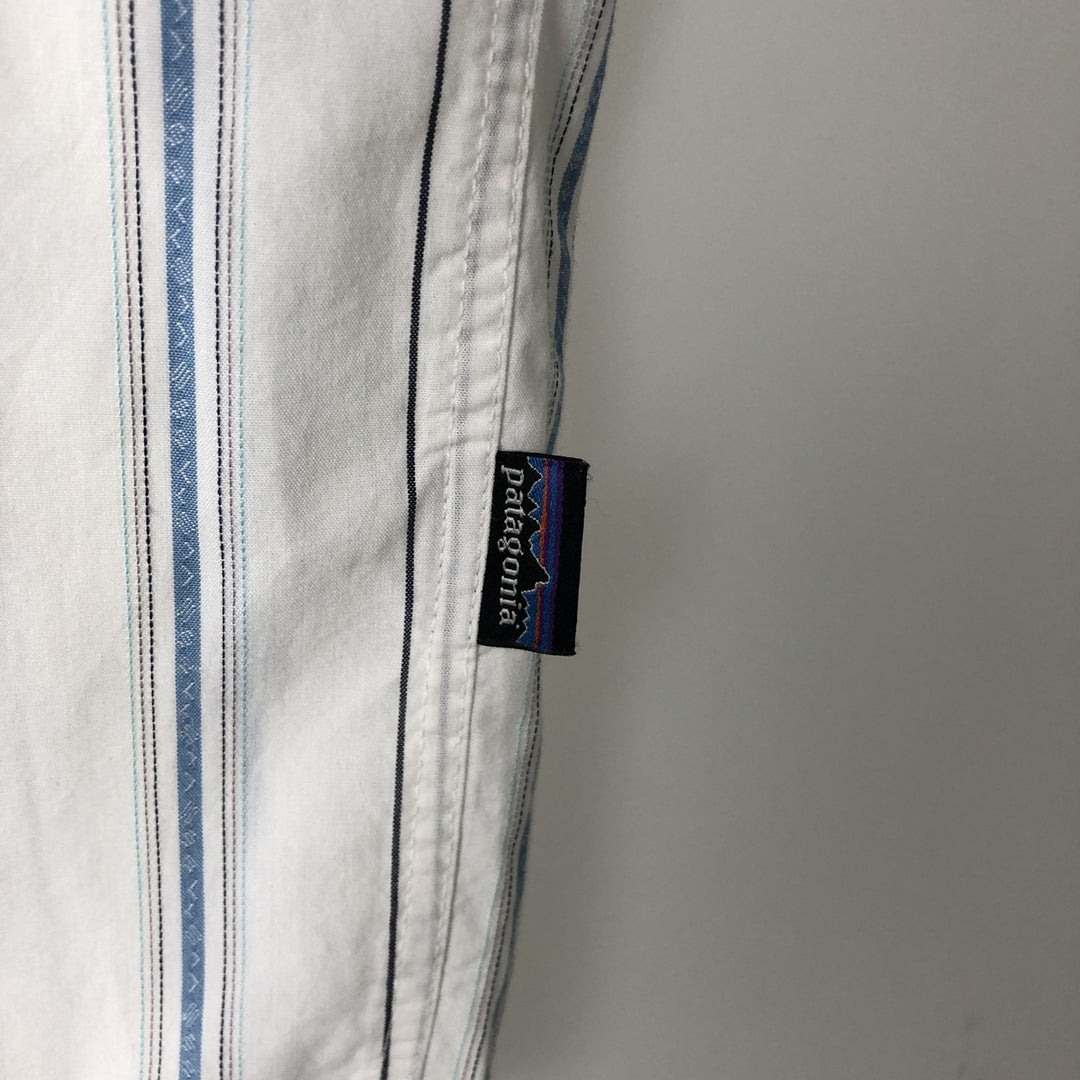 Patagonia ORGANIC COTTON 54015SP11 Stripe Pattern Short-Sleeve Western Shirt (Men's Size L) Organic cotton white type Vintage Second Hand
