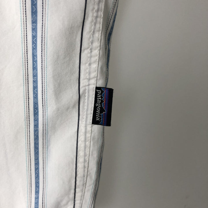 Patagonia ORGANIC COTTON 54015SP11 Stripe Pattern Short-Sleeve Western Shirt (Men's Size L) Organic cotton white type Vintage Second Hand