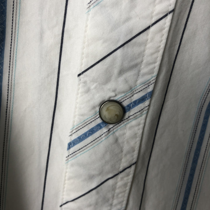 Patagonia ORGANIC COTTON 54015SP11 Stripe Pattern Short-Sleeve Western Shirt (Men's Size L) Organic cotton white type Vintage Second Hand