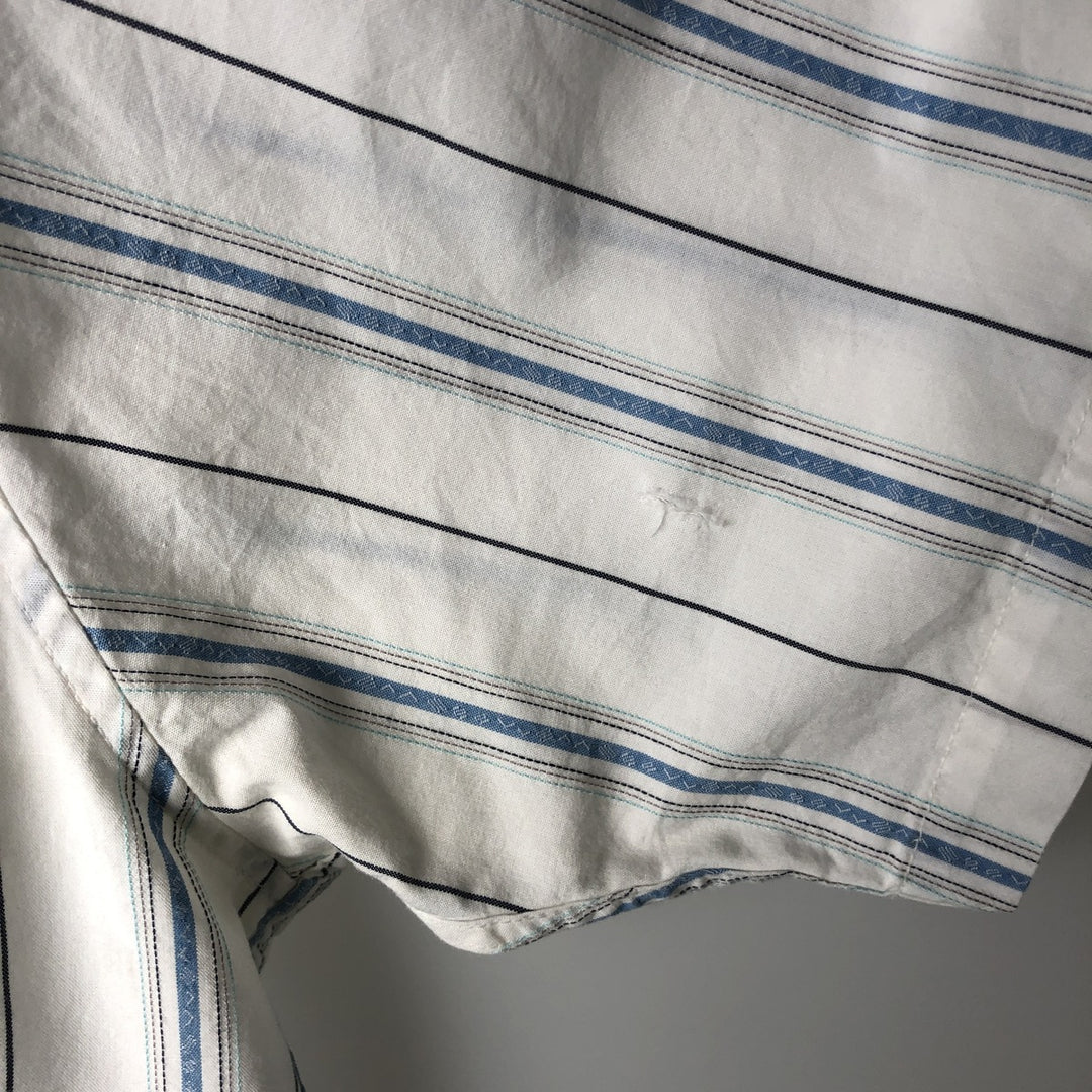 Patagonia ORGANIC COTTON 54015SP11 Stripe Pattern Short-Sleeve Western Shirt (Men's Size L) Organic cotton white type Vintage Second Hand
