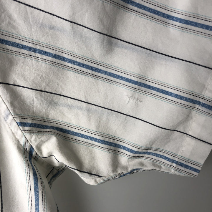 Patagonia ORGANIC COTTON 54015SP11 Stripe Pattern Short-Sleeve Western Shirt (Men's Size L) Organic cotton white type Vintage Second Hand