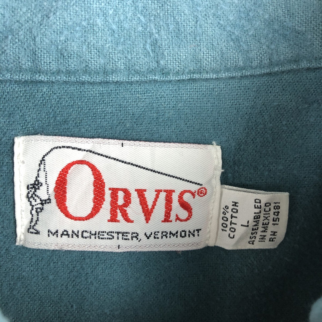 1980'S Orvis white tag long-sleeved chamois cloth shirt, men's size L equivalent, vintage. cotton Blue type light blue Vintage Second Hand