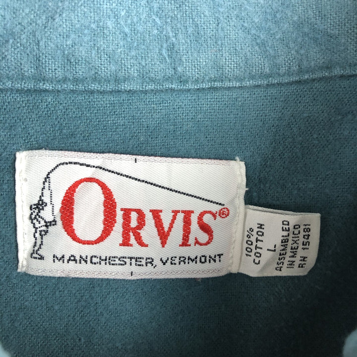 1980'S Orvis white tag long-sleeved chamois cloth shirt, men's size L equivalent, vintage. cotton Blue type light blue Vintage Second Hand