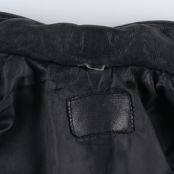 Swing-top type padded leather blouson, men's size L unclear black type Vintage Second Hand