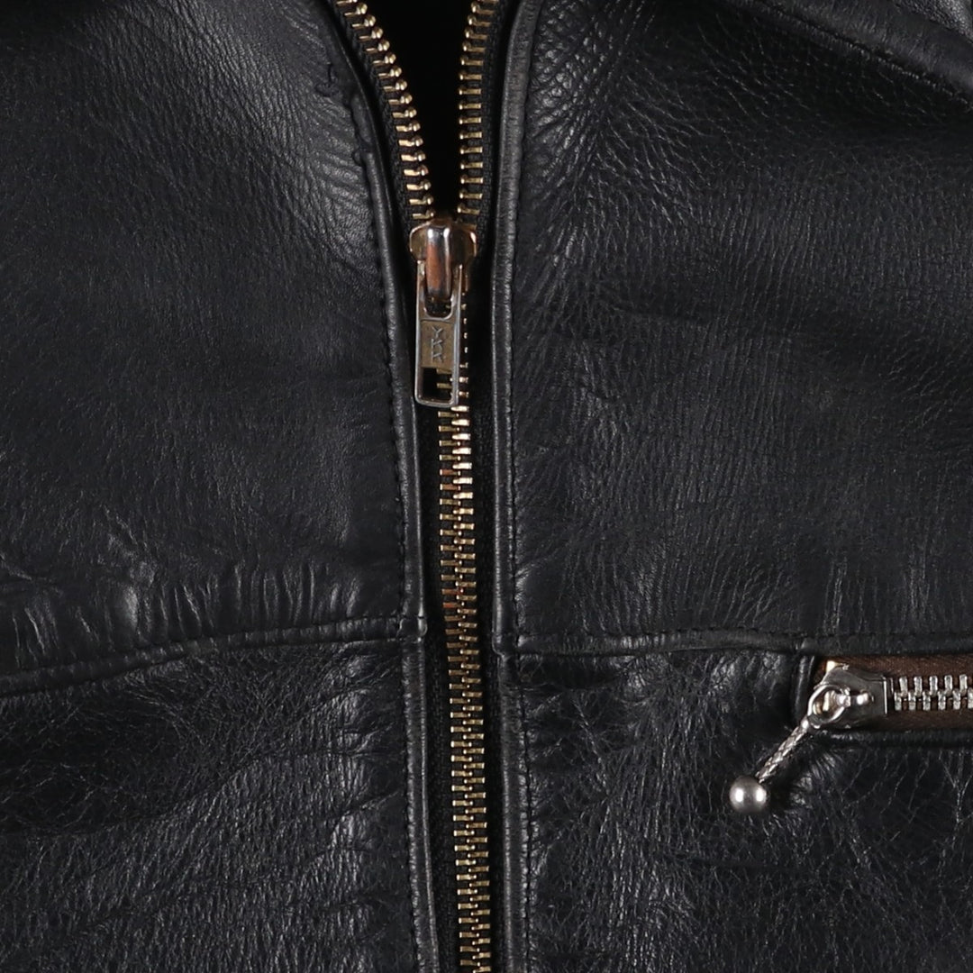 Swing-top type padded leather blouson, men's size L unclear black type Vintage Second Hand