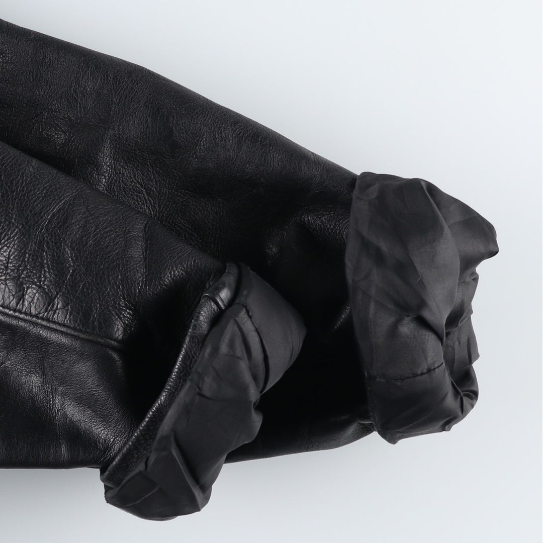 Swing-top type padded leather blouson, men's size L unclear black type Vintage Second Hand