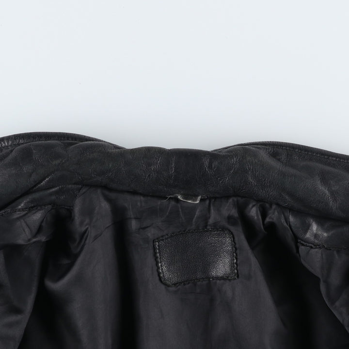 Swing-top type padded leather blouson, men's size L unclear black type Vintage Second Hand