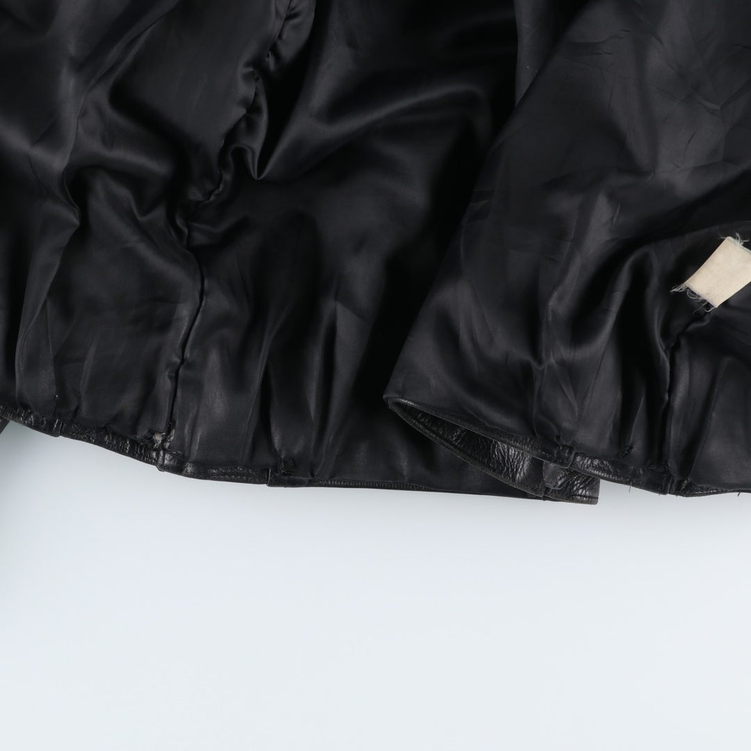 Swing-top type padded leather blouson, men's size L unclear black type Vintage Second Hand
