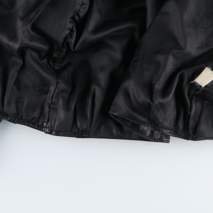 Swing-top type padded leather blouson, men's size L unclear black type Vintage Second Hand